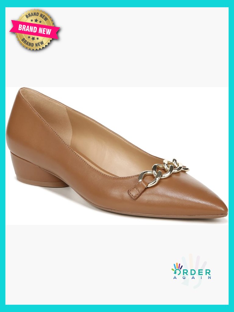 Pointed Toe Ballet Flat With Chain Detail Comfort Non-Slip Low Heel